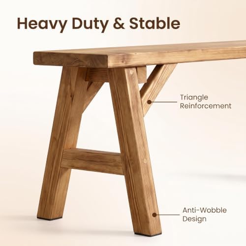 55.2in Wooden Bench for Entryway Dining, Rustic