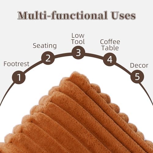 Square Storage Pouf Cover Ottoman Foot Rest, Caramel