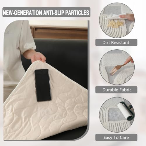 Geometric Couch Cover, Sofa Seat Cover(Light Gray,35''x 94.5'')