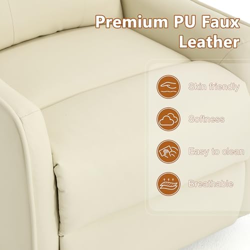 Power Lift Recliner Chair with Vibration Massage and Heat for Petite Elderly, Small Lift Chair with Side Pocket Remote Control, Infinite Position, Faux Leather Beige
