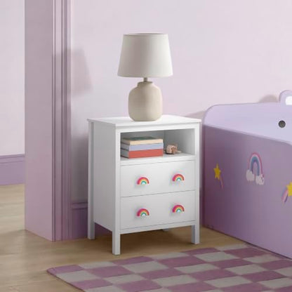 Delta Children Dreamer Kids Nightstand with Interchangeable Knobs, White