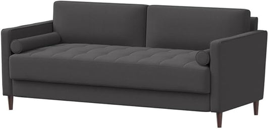 Studio Living® Lexington 75.6" Sofa, Mid-Century Modern, Pocket Coil Comfort, Easy Assembly, Woven Fabric, Heather Gray