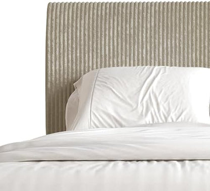 King Corduroy Velvet Upholstered Bed, Beige