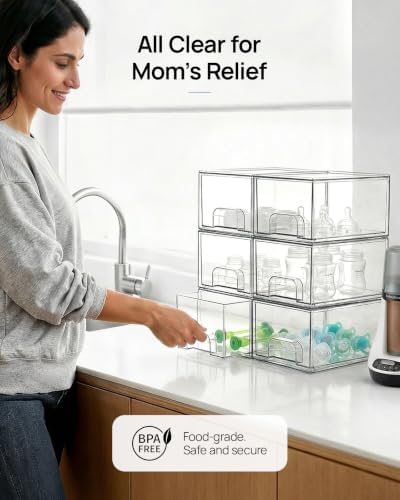 Vtopmart 12 Pack Small Clear Stackable Storage Drawers