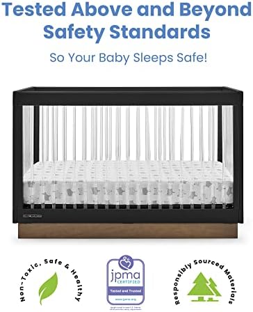 Delta Children James Acrylic 4-in-1 Convertible Crib - Greenguard Gold Certified, Midnight Grey/Acorn