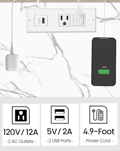 TUTOTAK End Table with Charging Station, Side Table Set of 2, Nightstand