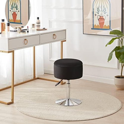 Adjustable Vanity Stool with Storage Swivel Vanity Chair Makeup Stool Black