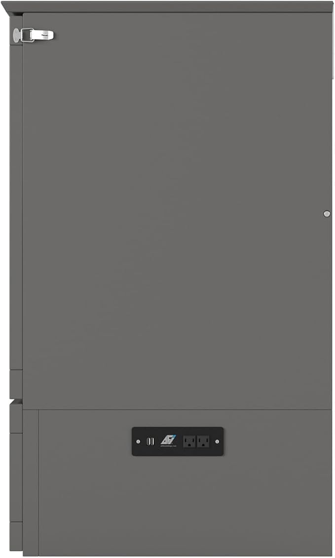 AFI, Southampton Murphy Bed Chest Queen with 6" Mattress, Storage Drawer & Built-in USB Charger, Grey