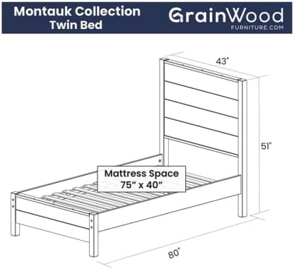 Grain Wood Furniture Montauk Solid Wood Bed, Twin Size, Rustic Walnut