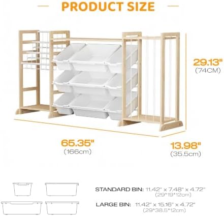 65" Large Toy Storage Organizer with Bookshelf and Stuffed Animal Storage