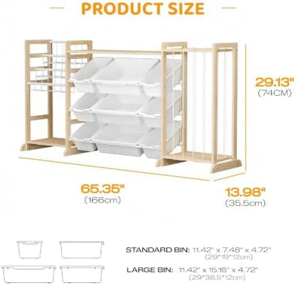 65" Large Toy Storage Organizer with Bookshelf and Stuffed Animal Storage