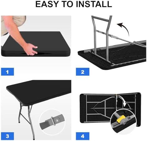 8 FT Folding Tables for Camping Party Picnic, Dinning, School, Black