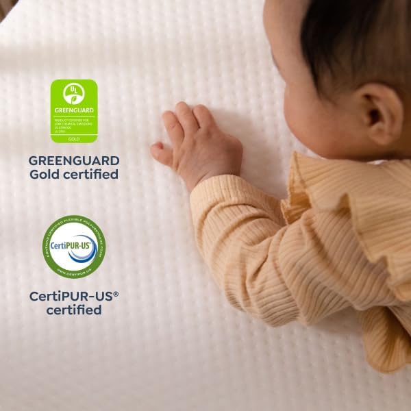 Davinci Birdie 3-in-1 Baby Crib & GREENGUARD Mattress Bundle - Walnut | Low-Profile Crib Convertible to Toddler Bed & Daybed - Easy to Assemble - Includes Mattress w/ Removable Waterproof Cover