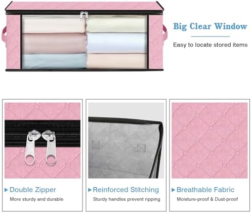 HomeHacks 10-Pack Clothes Organizer Storage Bags, 35L Storage Bins, Pink