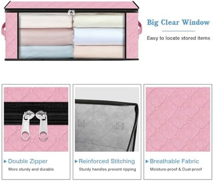 HomeHacks 10-Pack Clothes Organizer Storage Bags, 35L Storage Bins, Pink