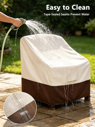Bitubi Waterproof 4 Pack Patio Adirondack Chair Cover for Outdoor Chair Size Up to 30W x 34D x 36H inch,Outdoor Lawn Patio Furniture Covers (Brown)