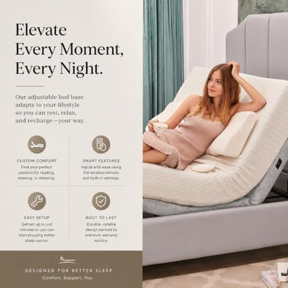 Irvine Home Collection Twin XL Adjustable Bed Base - Dual Massage - USB Ports - Zero Gravity - Underbed Light - Wireless Remote - Zero Clearance - Anti Snore - Memory Positions