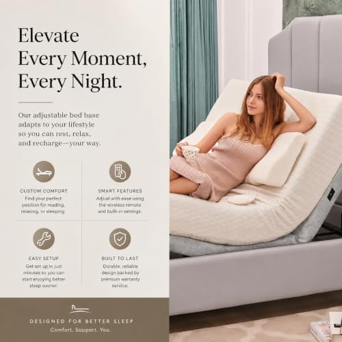 Irvine Home Collection Full Adjustable Bed Base with 8 Inch Gel Memory Foam Sleep System - Dual Massage - USB Ports - Zero Gravity - Underbed Light - Wireless Remote - Zero Clearance
