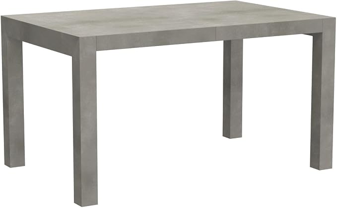 Mobili Fiver, Iacopo Extendable Dining Table, 55.1(86.6) x35.4 in, Concrete Effect, Grey, for 6-10 People, Expandable Dining Table for Kitchen, Living Room, Italian Furniture