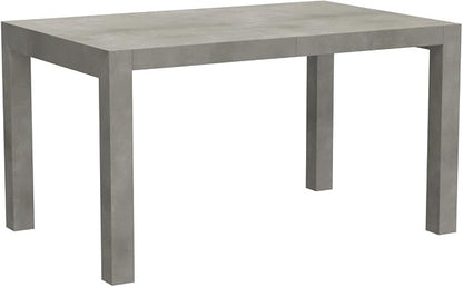 Mobili Fiver, Iacopo Extendable Dining Table, 55.1(86.6) x35.4 in, Concrete Effect, Grey, for 6-10 People, Expandable Dining Table for Kitchen, Living Room, Italian Furniture