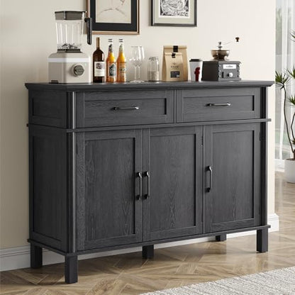 48 Inch Sideboard Buffet Cabinet with Storage,Black