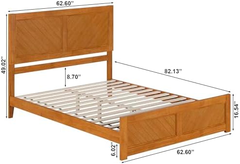 AFI, Berkshire Queen Solid Wood Low Profile Platform Bed with Matching Footboard, Light Toffee