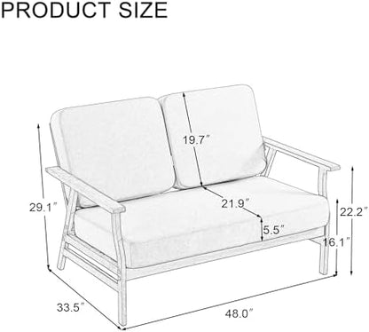 Pia Ricoo Outdoor Premium Teak Wood Loveseat with Armrests, All‑Weather Outdoor Furniture for Backyard, Deck, Lawn, Dark/Dark
