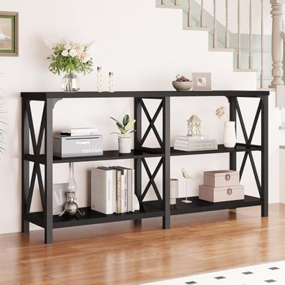 LVB Black Sofa Table for Entryway, Behind Couch Table, 55 Inch