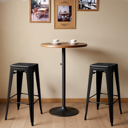 Furmax 30'' Metal Bar Stools Set of 4, Stackable for Indoor Outdoor, Black