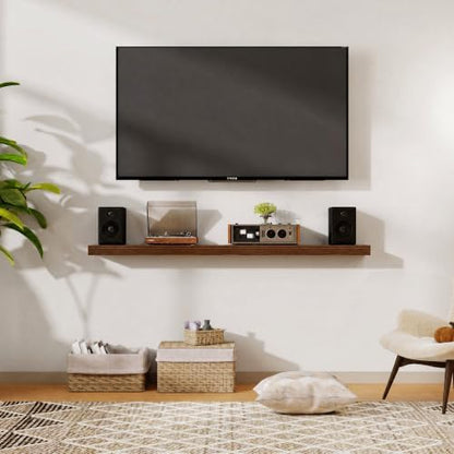 FLYJOE 55 Inch Floating Shelves, 6.5 Inch Deep Walnut Shelves Set of 2
