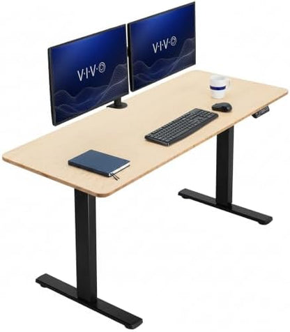 VIVO Electric Standing Desk, Solid 1-Piece 60" x 24" Real Bamboo Top