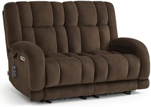 MCombo 65 in Oversized Reclining Loveseat with Heat & Massage 6855 (Brown)