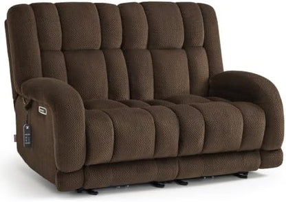 MCombo 65 in Oversized Reclining Loveseat with Heat & Massage 6855 (Brown)