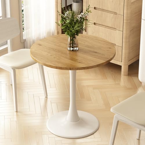Round Dining Table 27.5" Circle Tulip Table for 4 People,Oak