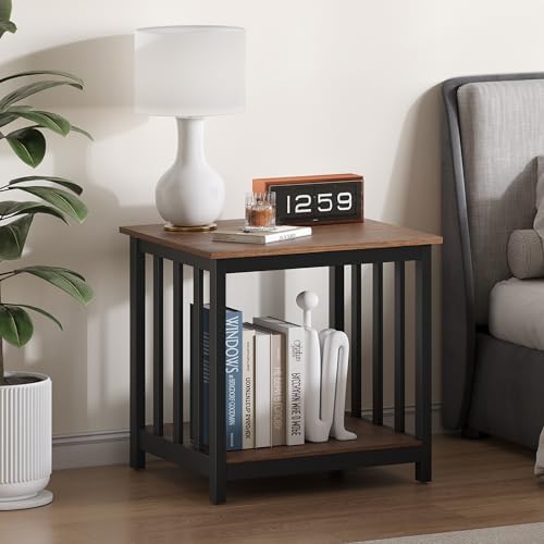 Large End Tables Living Room with 2-Tier Storage Shelf