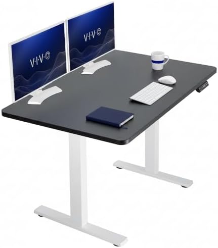VIVO Electric Standing Desk, Solid 1-Piece 48" x 30" Black Top