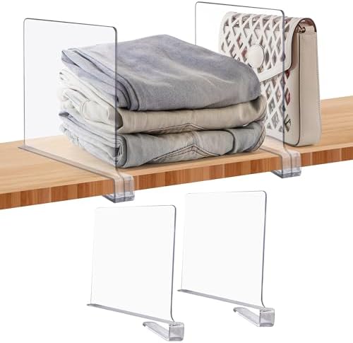 Clear Acrylic Shelf Dividers for Closets Organizer & Storage,2 Pack