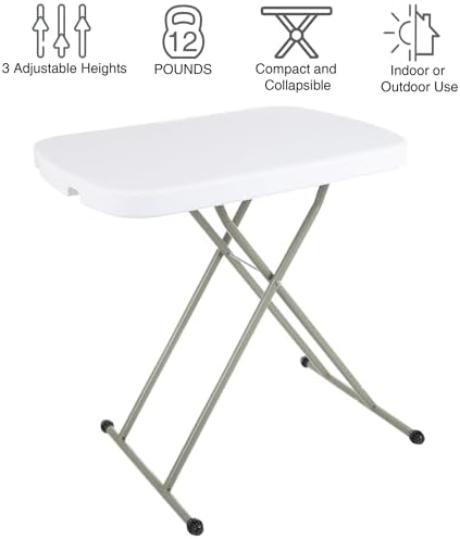 Lavish Home Indoor & Outdoor Portable Folding Table Set of 2, White, 25.5”