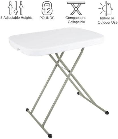 Lavish Home Indoor & Outdoor Portable Folding Table Set of 2, White, 25.5”