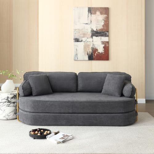 HANXIN 78.3'' Futon Sleeper Sofa Bed, Boneless Couch for Living Room, Grey