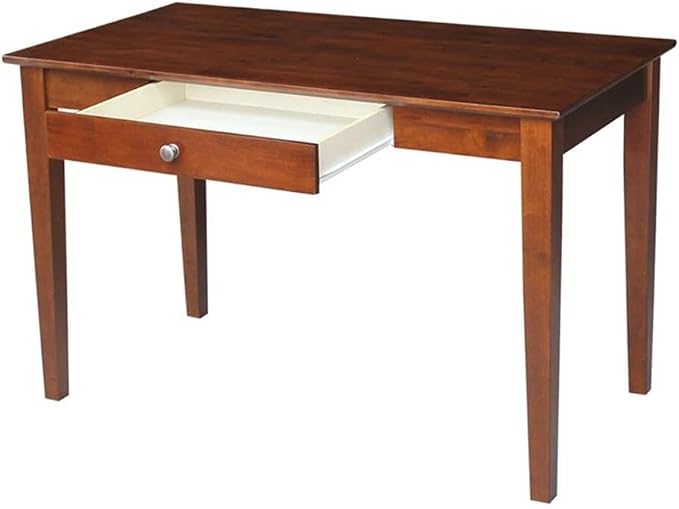 IC International Concepts, Writing Desk With Drawer, Solid Wood, Real Parawood, 48" W x 26" D x 30" H, Easy Assembly, Espresso