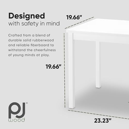 PJ Wood Children's Play Table, Solid Wood, White