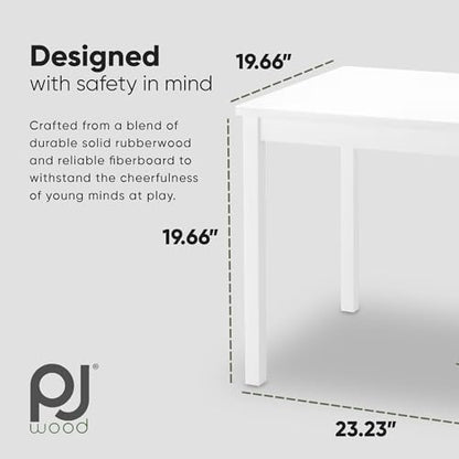 PJ Wood Children's Play Table, Solid Wood, White