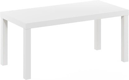 Furinno CLASSIC Coffee Table, Modern Rectangle Printer Stand, White | 1.8" Triple Thick Tabletop, Toolless Assembly, Side Table, for Living Room, Home Office