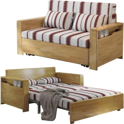 59" 3 in 1 Convertible Sleeper Sofa Reversible Chaise, Storage, Wood Frame