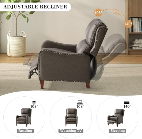 HULALA HOME Genuine Leather Recliner Chair Set of 2, Cocoa