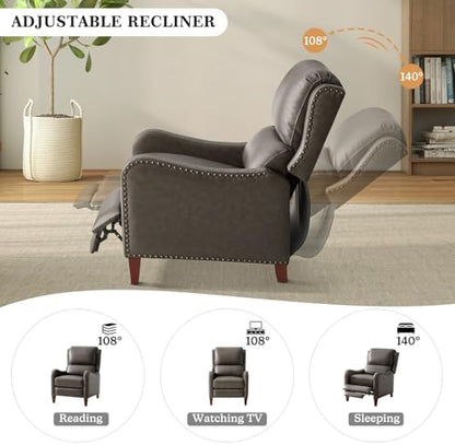 HULALA HOME Genuine Leather Recliner Chair Set of 2, Cocoa
