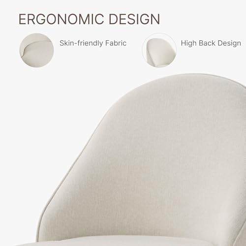 KISLOT Swivel Dining Chairs Set of 4, Upholstered Mid Century Modern Deskchair with Round Back, Linen Fabric Kitchen Chairs for Dining Room, Bedroom, Dressing Room, Linen