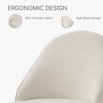 KISLOT Swivel Dining Chairs Set of 4, Upholstered Mid Century Modern Deskchair with Round Back, Linen Fabric Kitchen Chairs for Dining Room, Bedroom, Dressing Room, Linen