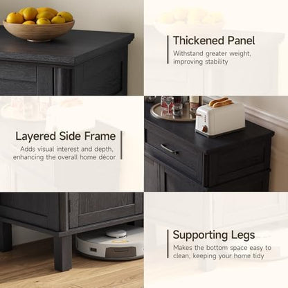 48 Inch Sideboard Buffet Cabinet with Storage,Black